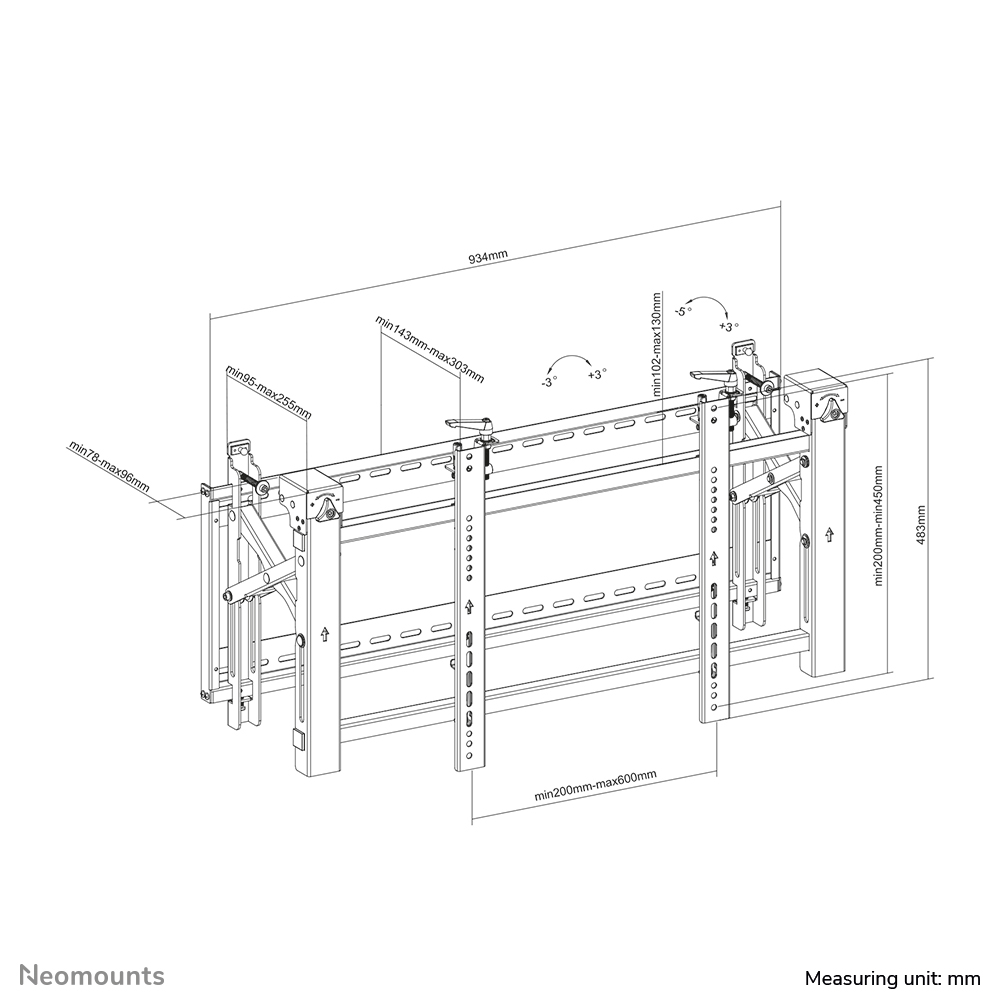 Neomounts LED-VW2000BLACK Supporto videowall da parete 32-75" - Pop-out - max 70 kg